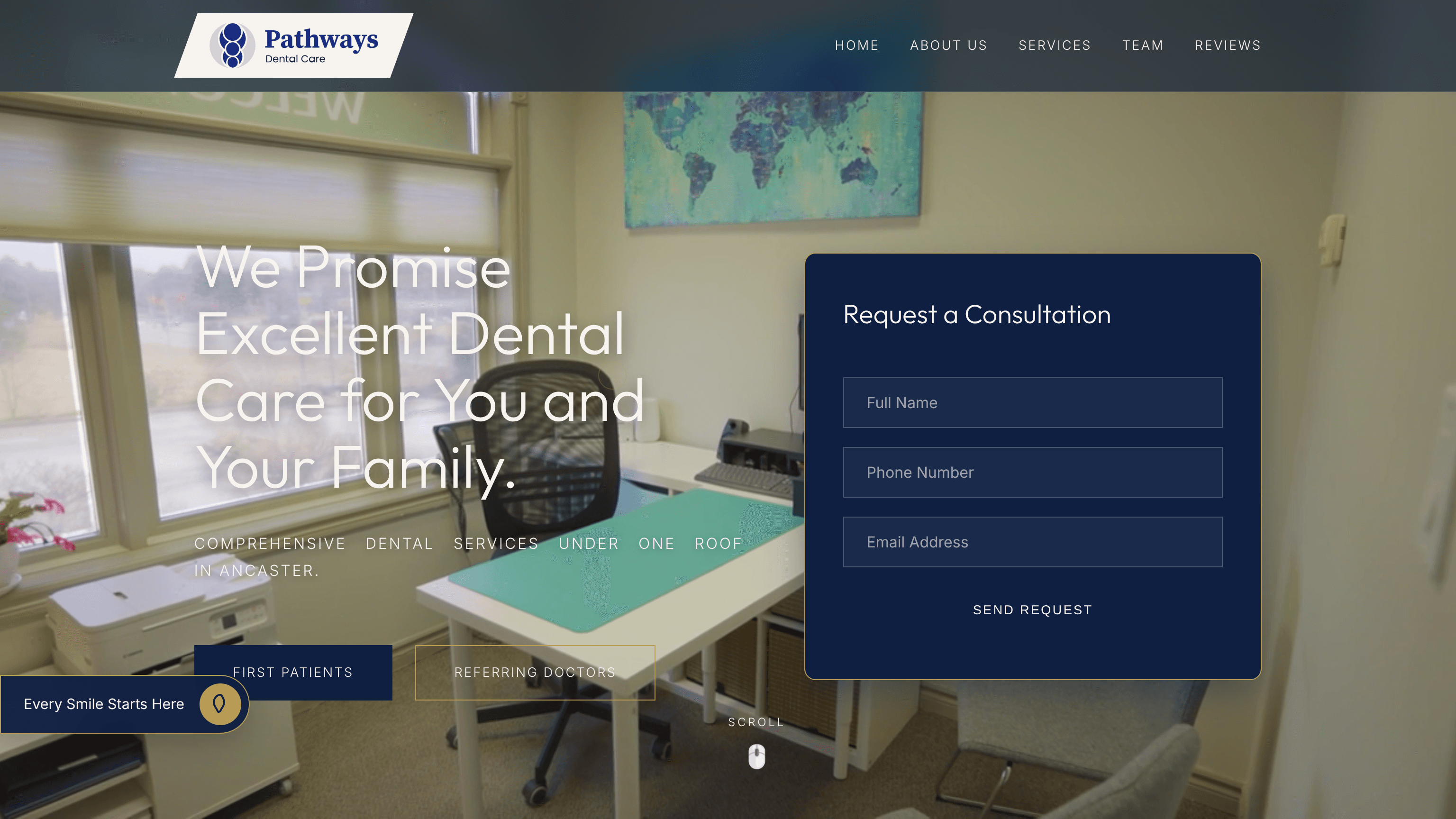 Pathways Dental Care premium dental website homepage designed to elevate authority and streamline patient journeys